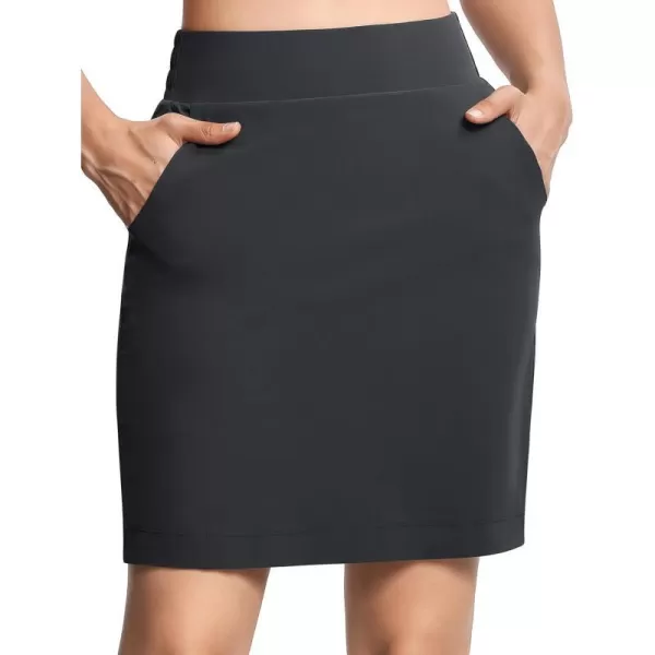 THE GYM PEOPLE Womens Golf Skorts Modest Knee Length Athletic Tennis Skirts Builtin Shorts with 4 PocketsDark Grey