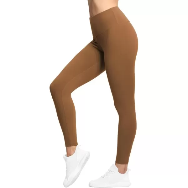 THE GYM PEOPLE Womens High Waist Workout Legging Soft Tummy Control Squat Proof Yoga Running PantsBrown