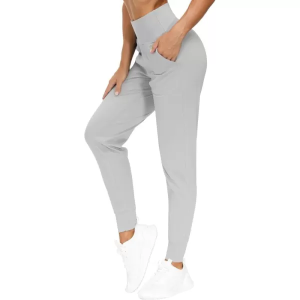 THE GYM PEOPLE Womens Joggers Pants Lightweight Athletic Leggings Tapered Lounge Pants for Workout Yoga RunningBright Grey