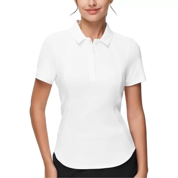THE GYM PEOPLE Womens Short Sleeve Golf Polo Shirts Slim Fit Lightweight Running Tennis ShirtsWhite