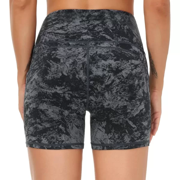 THE GYM PEOPLE High Waist Yoga Shorts for WomensnbspTummy Control Fitness Athletic Workout Running Shorts with Deep PocketsGraymarble