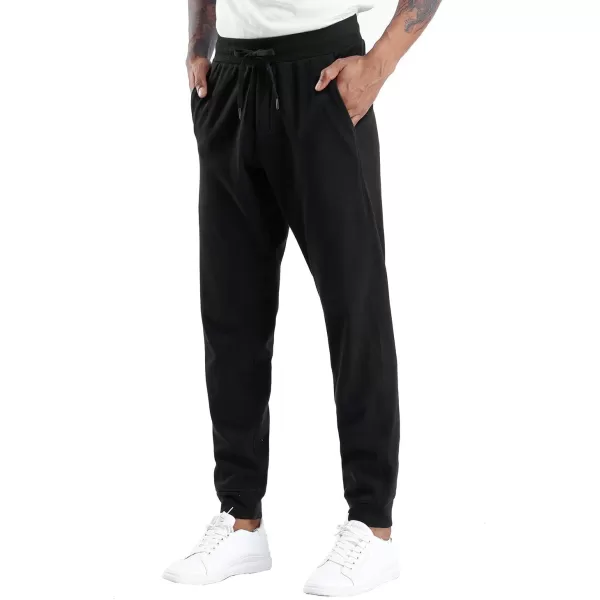 THE GYM PEOPLE Mens Fleece Joggers Pants with Deep Pockets in Loosefit StyleFleece Lined Black