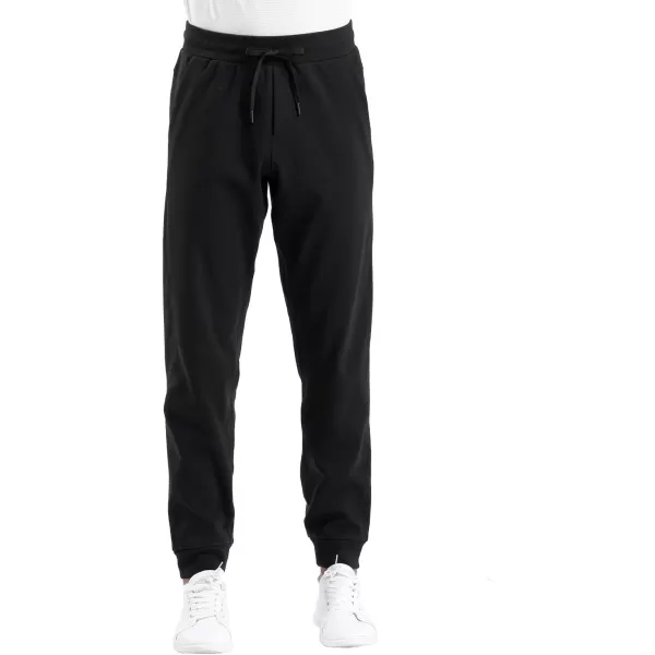 THE GYM PEOPLE Mens Fleece Joggers Pants with Deep Pockets in Loosefit StyleUnlined Lightweight Basic Black