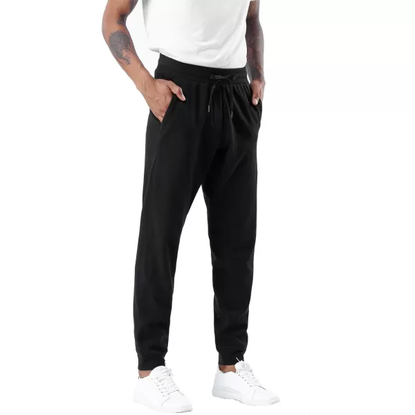 THE GYM PEOPLE Mens Fleece Joggers Pants with Deep Pockets in Loosefit StyleUnlined Lightweight Basic Black
