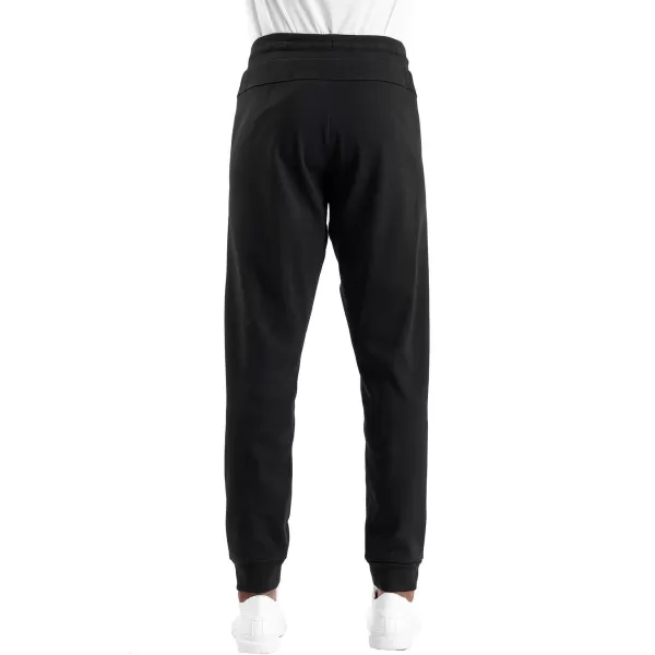 THE GYM PEOPLE Mens Fleece Joggers Pants with Deep Pockets in Loosefit StyleUnlined Lightweight Basic Black