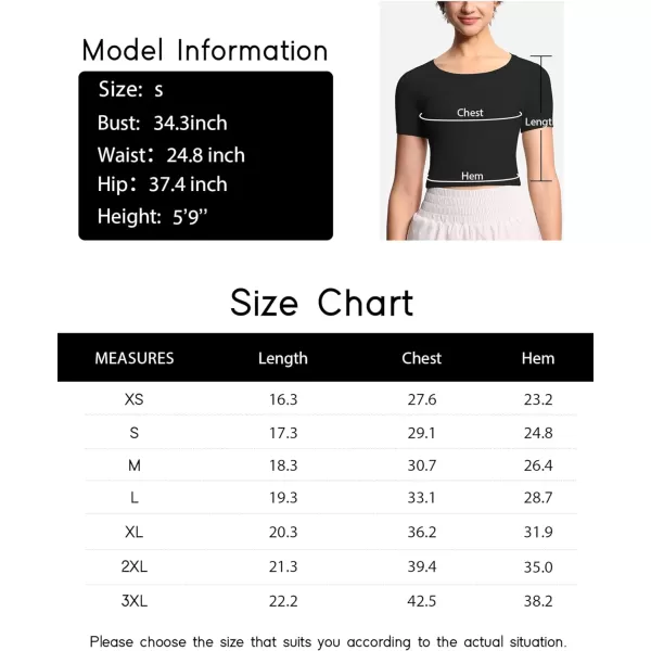 THE GYM PEOPLE Womens Cute Crop TShirts Short Sleeve Ribbed Ice Silk Slim Fit Casual Tee TopsBlack