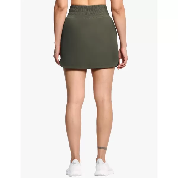 THE GYM PEOPLE Womens Golf Skort Tennis High Waist Lightweight Athletic Casual Skirts Builtin Shorts with 4 PocketsBean Brown