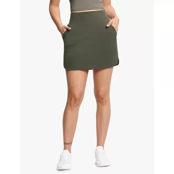THE GYM PEOPLE Womens Golf Skort Tennis High Waist Lightweight Athletic Casual Skirts Builtin Shorts with 4 PocketsBean Brown