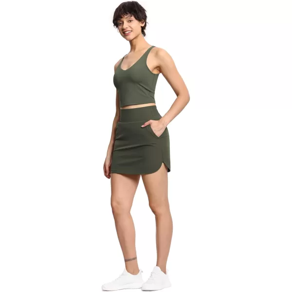 THE GYM PEOPLE Womens Golf Skort Tennis High Waist Lightweight Athletic Casual Skirts Builtin Shorts with 4 PocketsBean Brown
