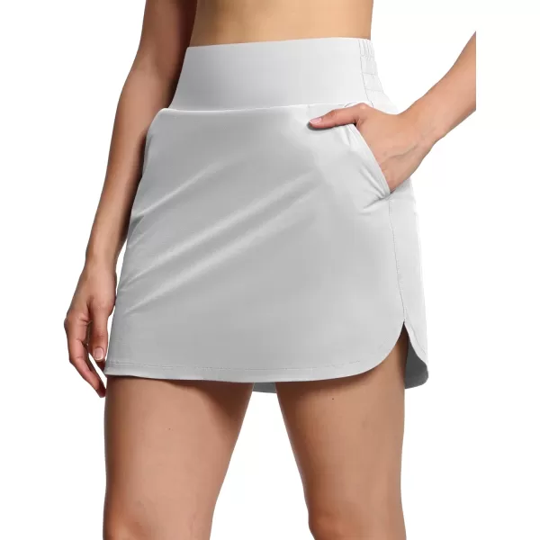 THE GYM PEOPLE Womens Golf Skort Tennis High Waist Lightweight Athletic Casual Skirts Builtin Shorts with 4 PocketsBright Grey