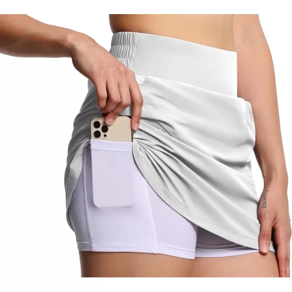 THE GYM PEOPLE Womens Golf Skort Tennis High Waist Lightweight Athletic Casual Skirts Builtin Shorts with 4 PocketsBright Grey