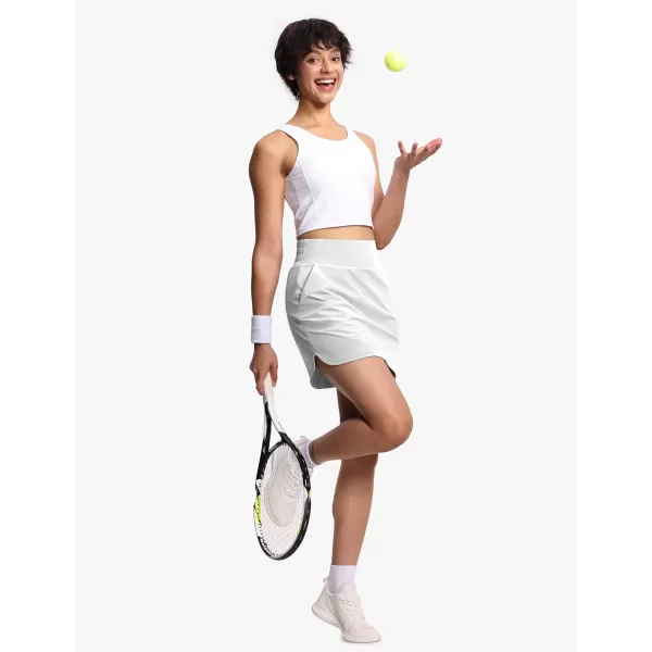 THE GYM PEOPLE Womens Golf Skort Tennis High Waist Lightweight Athletic Casual Skirts Builtin Shorts with 4 PocketsBright Grey