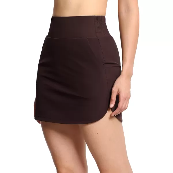 THE GYM PEOPLE Womens Golf Skort Tennis High Waist Lightweight Athletic Casual Skirts Builtin Shorts with 4 PocketsBrown