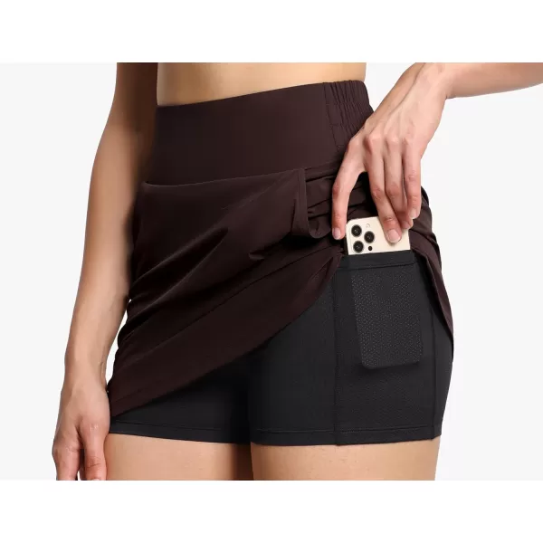 THE GYM PEOPLE Womens Golf Skort Tennis High Waist Lightweight Athletic Casual Skirts Builtin Shorts with 4 PocketsBrown