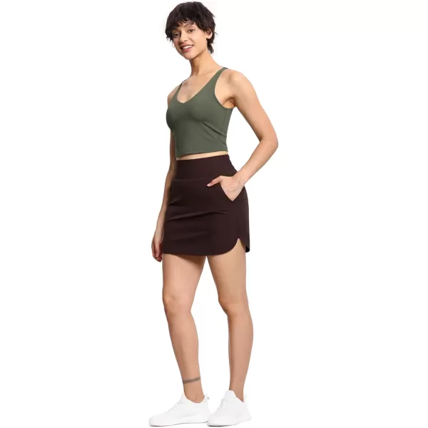 THE GYM PEOPLE Womens Golf Skort Tennis High Waist Lightweight Athletic Casual Skirts Builtin Shorts with 4 PocketsBrown
