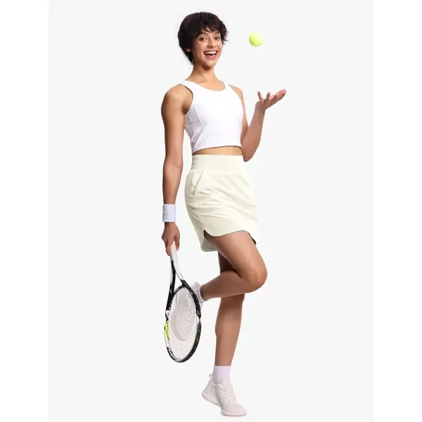 THE GYM PEOPLE Womens Golf Skort Tennis High Waist Lightweight Athletic Casual Skirts Builtin Shorts with 4 PocketsCream Apricot