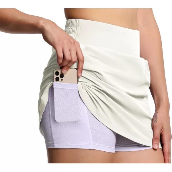 THE GYM PEOPLE Womens Golf Skort Tennis High Waist Lightweight Athletic Casual Skirts Builtin Shorts with 4 PocketsCream Apricot