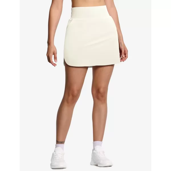 THE GYM PEOPLE Womens Golf Skort Tennis High Waist Lightweight Athletic Casual Skirts Builtin Shorts with 4 PocketsCream Apricot