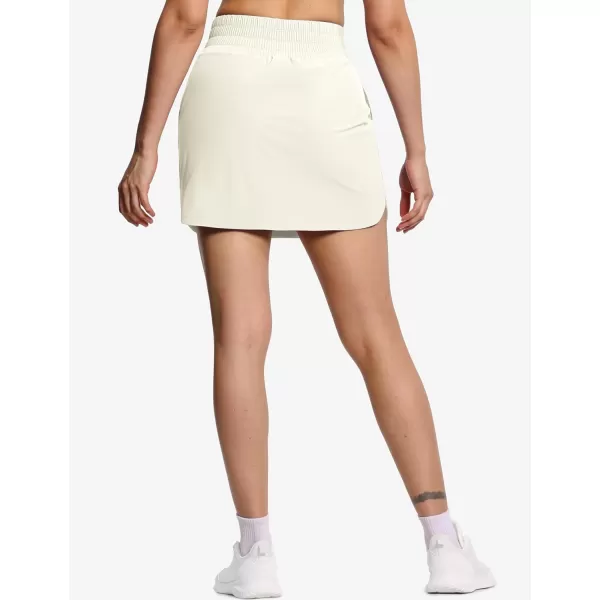 THE GYM PEOPLE Womens Golf Skort Tennis High Waist Lightweight Athletic Casual Skirts Builtin Shorts with 4 PocketsCream Apricot