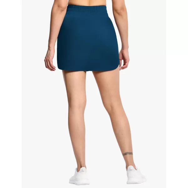 THE GYM PEOPLE Womens Golf Skort Tennis High Waist Lightweight Athletic Casual Skirts Builtin Shorts with 4 PocketsDark Blue Green