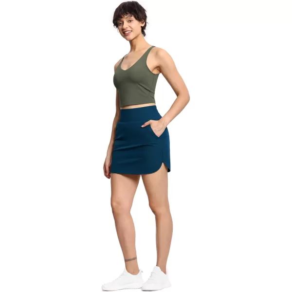 THE GYM PEOPLE Womens Golf Skort Tennis High Waist Lightweight Athletic Casual Skirts Builtin Shorts with 4 PocketsDark Blue Green