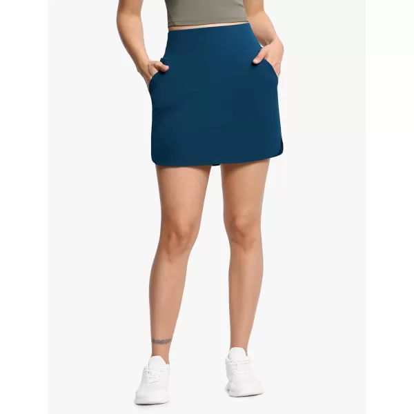 THE GYM PEOPLE Womens Golf Skort Tennis High Waist Lightweight Athletic Casual Skirts Builtin Shorts with 4 PocketsDark Blue Green