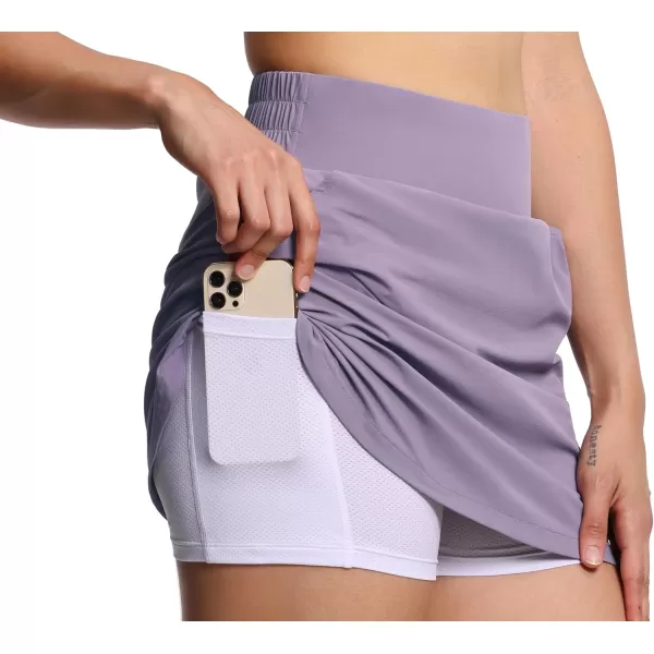 THE GYM PEOPLE Womens Golf Skort Tennis High Waist Lightweight Athletic Casual Skirts Builtin Shorts with 4 PocketsGrey Purple