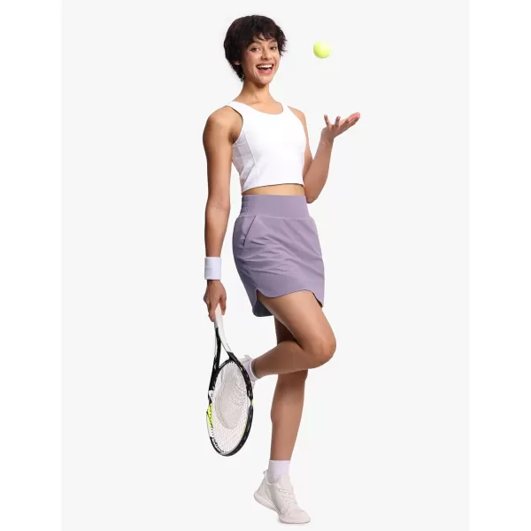 THE GYM PEOPLE Womens Golf Skort Tennis High Waist Lightweight Athletic Casual Skirts Builtin Shorts with 4 PocketsGrey Purple