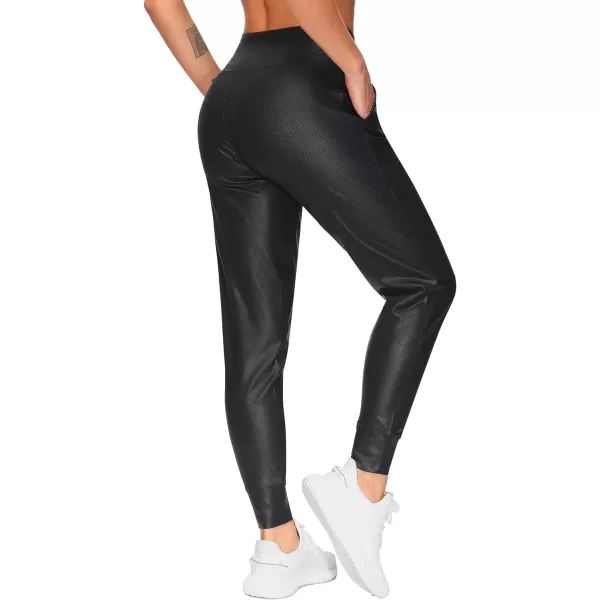 THE GYM PEOPLE Womens Joggers Pants Lightweight Athletic Leggings Tapered Lounge Pants for Workout Yoga RunningMatte Leather