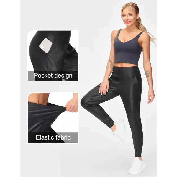 THE GYM PEOPLE Womens Joggers Pants Lightweight Athletic Leggings Tapered Lounge Pants for Workout Yoga RunningMatte Leather