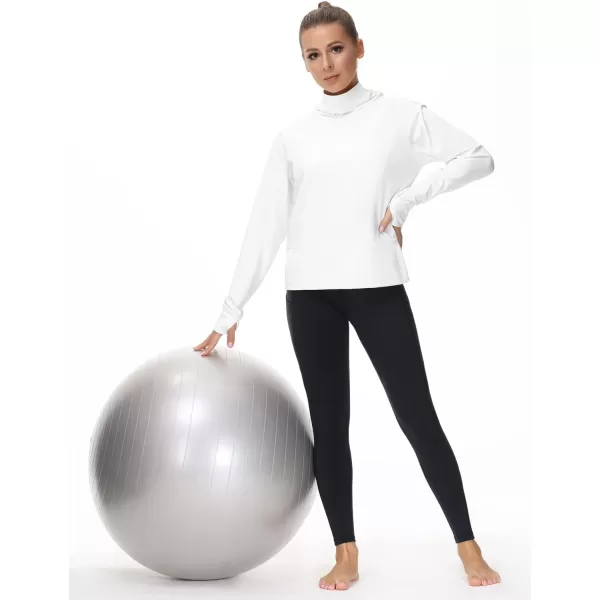 THE GYM PEOPLE Womens Long Sleeve Cowl Neck Loose Fit Workout Hiking Pullover Sweatshirt With PocketsWhite