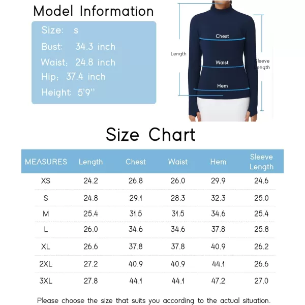 THE GYM PEOPLE Womens Mock Turtleneck Long Sleeve Shirts Fleece Thermal Underwear Pullover Tops with Thumb HoleNavy Blue