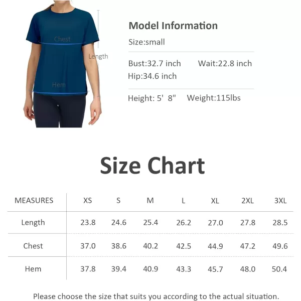 THE GYM PEOPLE Womens Short Sleeve Workout Shirts Breathable Yoga TShirts with Side Slits Athletic Tee TopsDark Blue Green
