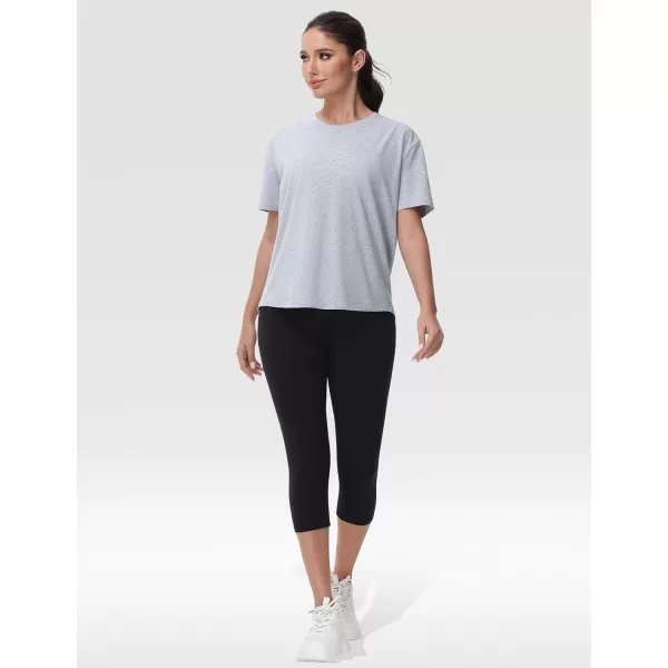 THE GYM PEOPLE Womens Short Sleeve Workout TShirts Back Loose Fit Running Yoga Tee TopsHeather Grey