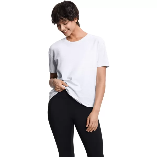 THE GYM PEOPLE Womens Short Sleeve Workout TShirts Back Loose Fit Running Yoga Tee TopsHeather White