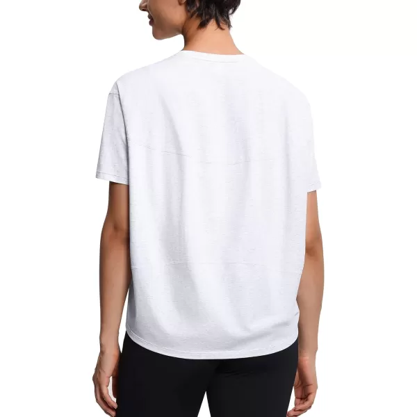 THE GYM PEOPLE Womens Short Sleeve Workout TShirts Back Loose Fit Running Yoga Tee TopsHeather White