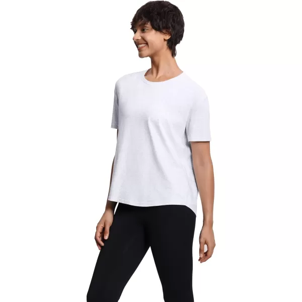 THE GYM PEOPLE Womens Short Sleeve Workout TShirts Back Loose Fit Running Yoga Tee TopsHeather White