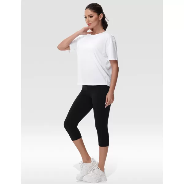 THE GYM PEOPLE Womens Short Sleeve Workout TShirts Back Loose Fit Running Yoga Tee TopsWhite