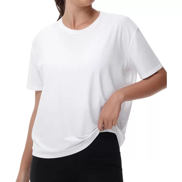 THE GYM PEOPLE Womens Short Sleeve Workout TShirts Back Loose Fit Running Yoga Tee TopsWhite