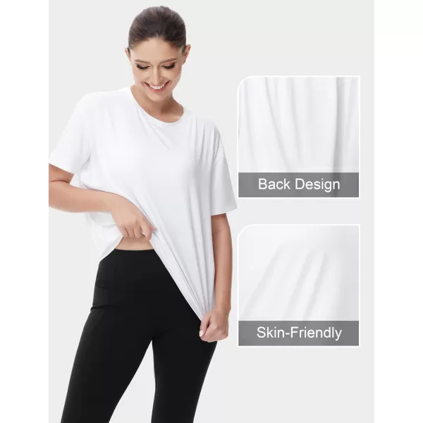 THE GYM PEOPLE Womens Short Sleeve Workout TShirts Back Loose Fit Running Yoga Tee TopsWhite