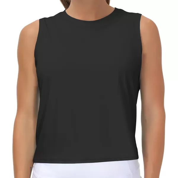 THE GYM PEOPLE Womens Workout Tops in Ice Silk Quick Dry SleevelessBlack