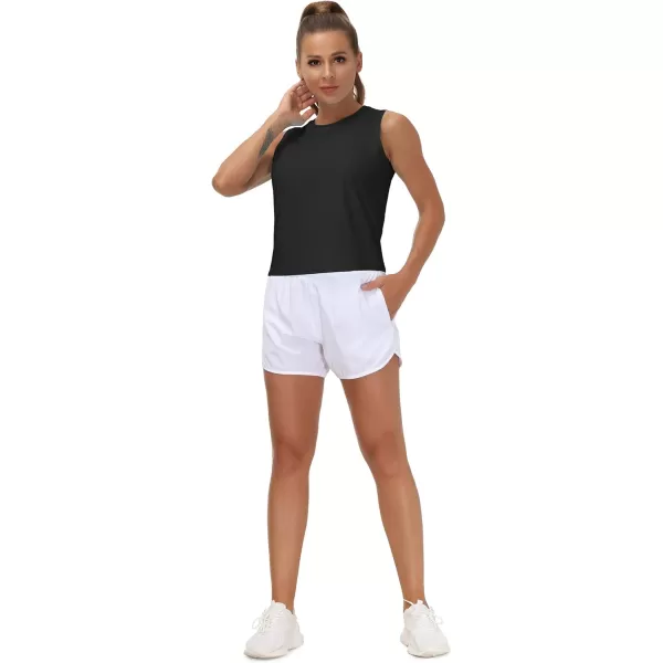 THE GYM PEOPLE Womens Workout Tops in Ice Silk Quick Dry SleevelessBlack