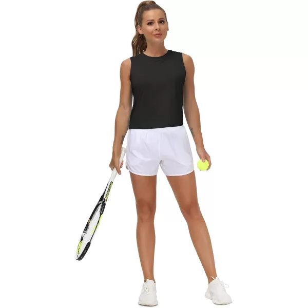 THE GYM PEOPLE Womens Workout Tops in Ice Silk Quick Dry SleevelessBlack