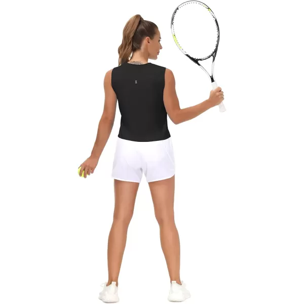 THE GYM PEOPLE Womens Workout Tops in Ice Silk Quick Dry SleevelessBlack