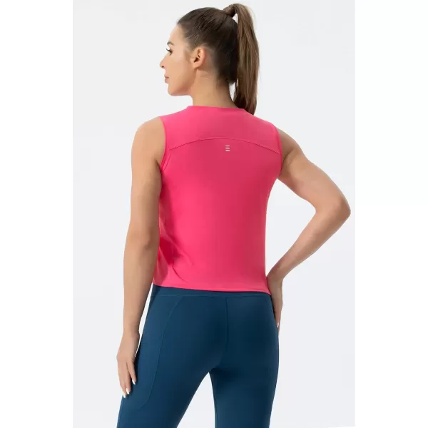 THE GYM PEOPLE Womens Workout Tops in Ice Silk Quick Dry SleevelessBright Pink