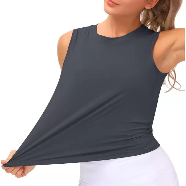 THE GYM PEOPLE Womens Workout Tops in Ice Silk Quick Dry SleevelessCharcoal Grey