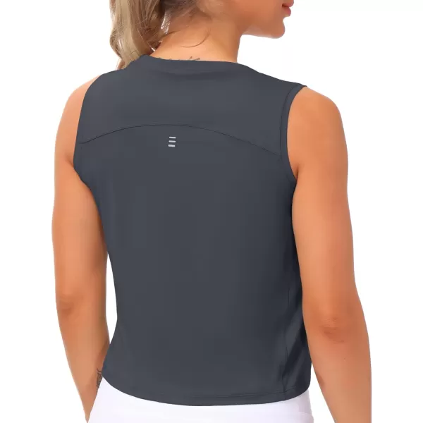 THE GYM PEOPLE Womens Workout Tops in Ice Silk Quick Dry SleevelessCharcoal Grey