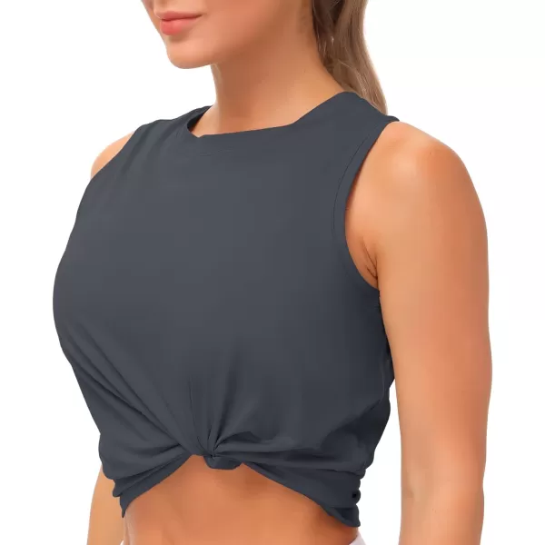 THE GYM PEOPLE Womens Workout Tops in Ice Silk Quick Dry SleevelessCharcoal Grey
