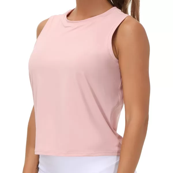 THE GYM PEOPLE Womens Workout Tops in Ice Silk Quick Dry SleevelessPink