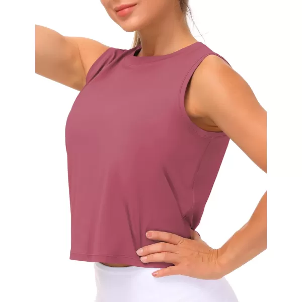 THE GYM PEOPLE Womens Workout Tops in Ice Silk Quick Dry SleevelessRose Red